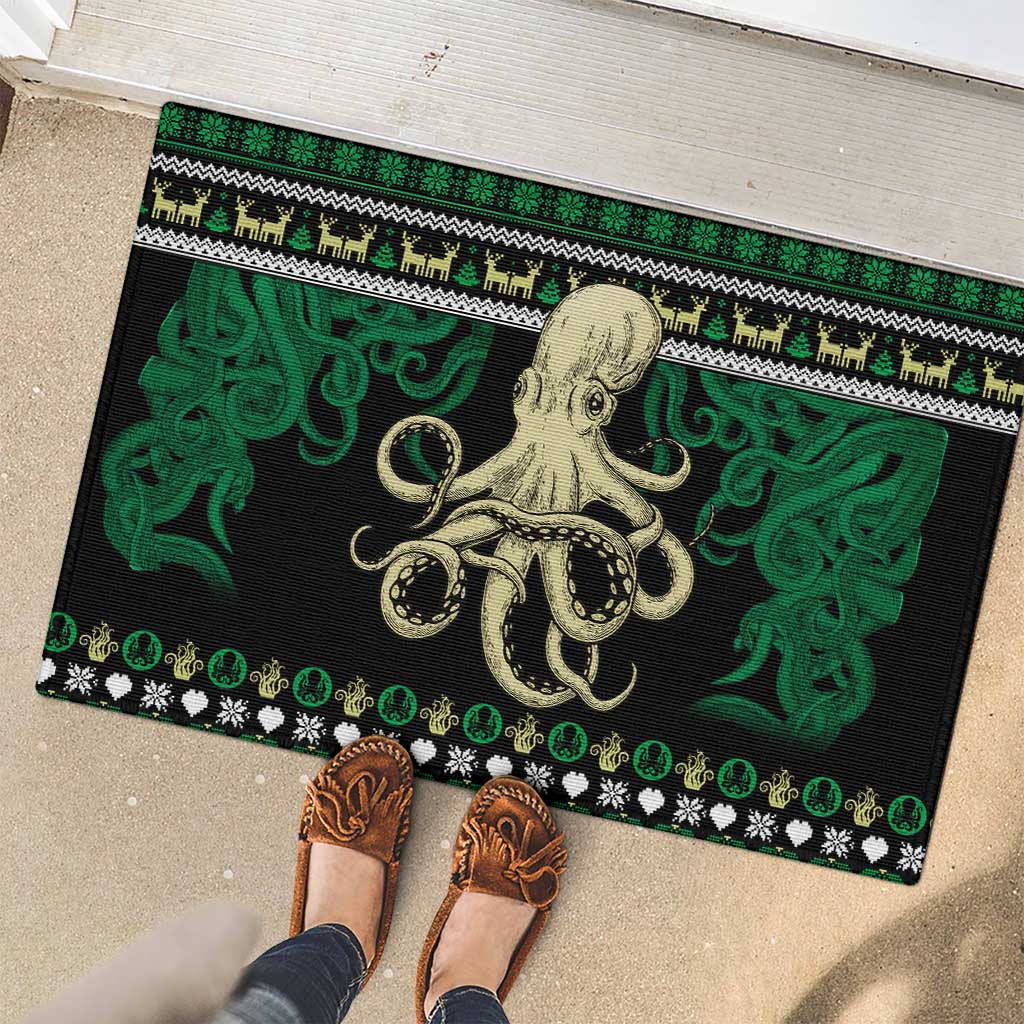 Octopus Cool Christmas Design Rubber Doormat Xmas Holiday Patterns - Wonder Print Shop