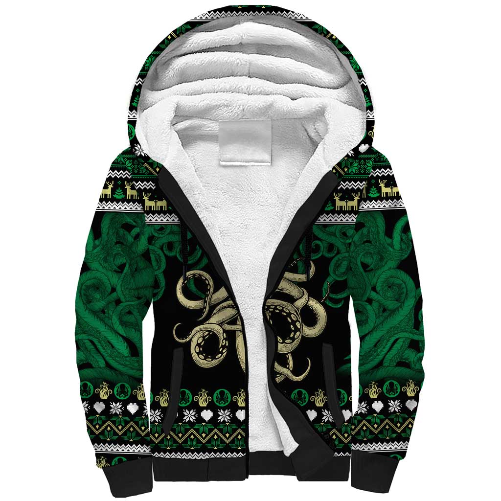 Octopus Cool Christmas Design Sherpa Hoodie Xmas Holiday Patterns - Wonder Print Shop