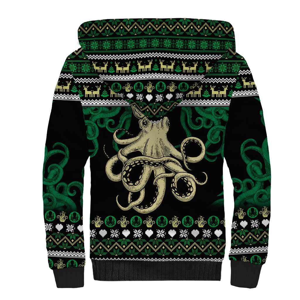 Octopus Cool Christmas Design Sherpa Hoodie Xmas Holiday Patterns - Wonder Print Shop