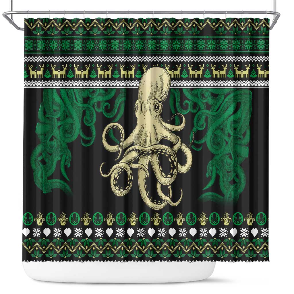 Octopus Cool Christmas Design Shower Curtain Xmas Holiday Patterns - Wonder Print Shop