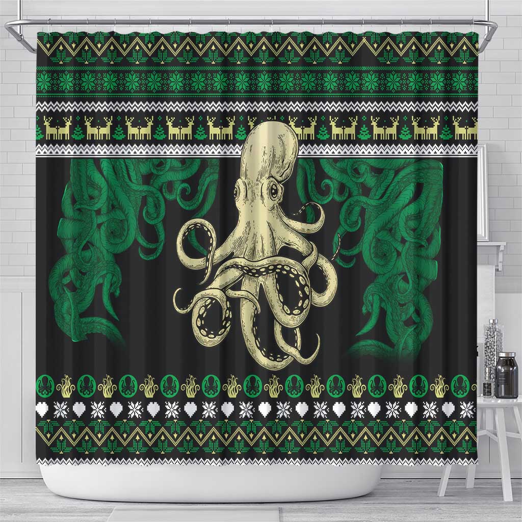 Octopus Cool Christmas Design Shower Curtain Xmas Holiday Patterns - Wonder Print Shop