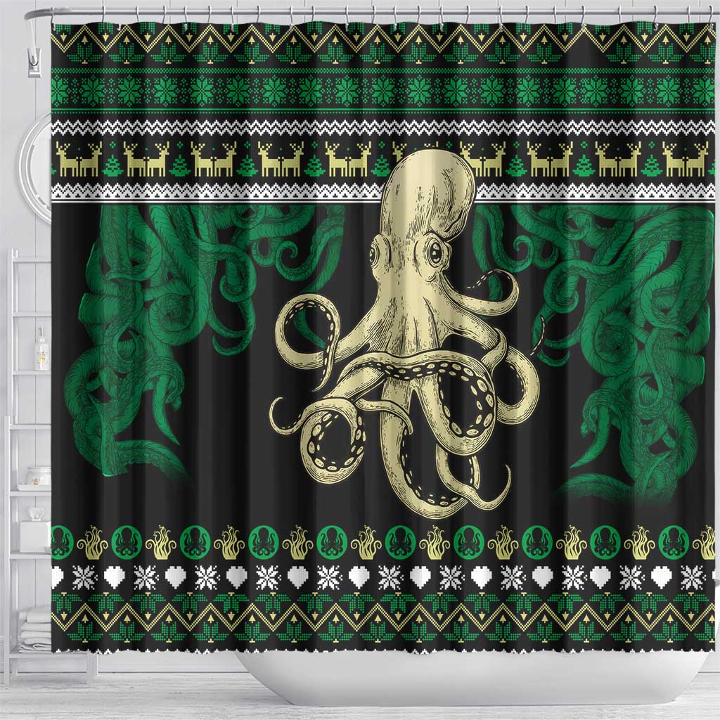 Octopus Cool Christmas Design Shower Curtain Xmas Holiday Patterns - Wonder Print Shop