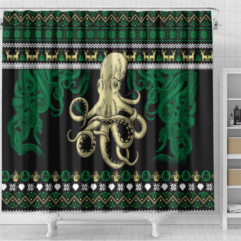 Octopus Cool Christmas Design Shower Curtain Xmas Holiday Patterns - Wonder Print Shop