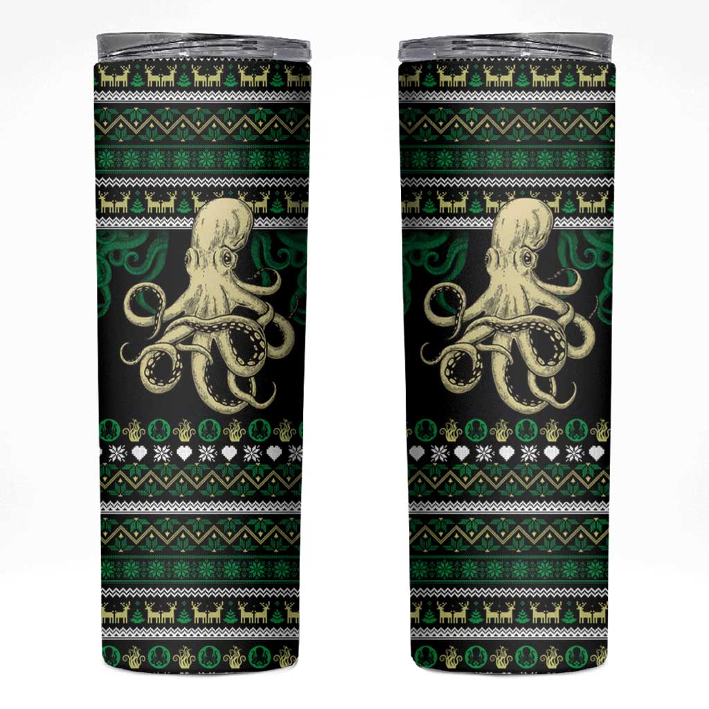 Octopus Cool Christmas Design Skinny Tumbler Xmas Holiday Patterns - Wonder Print Shop