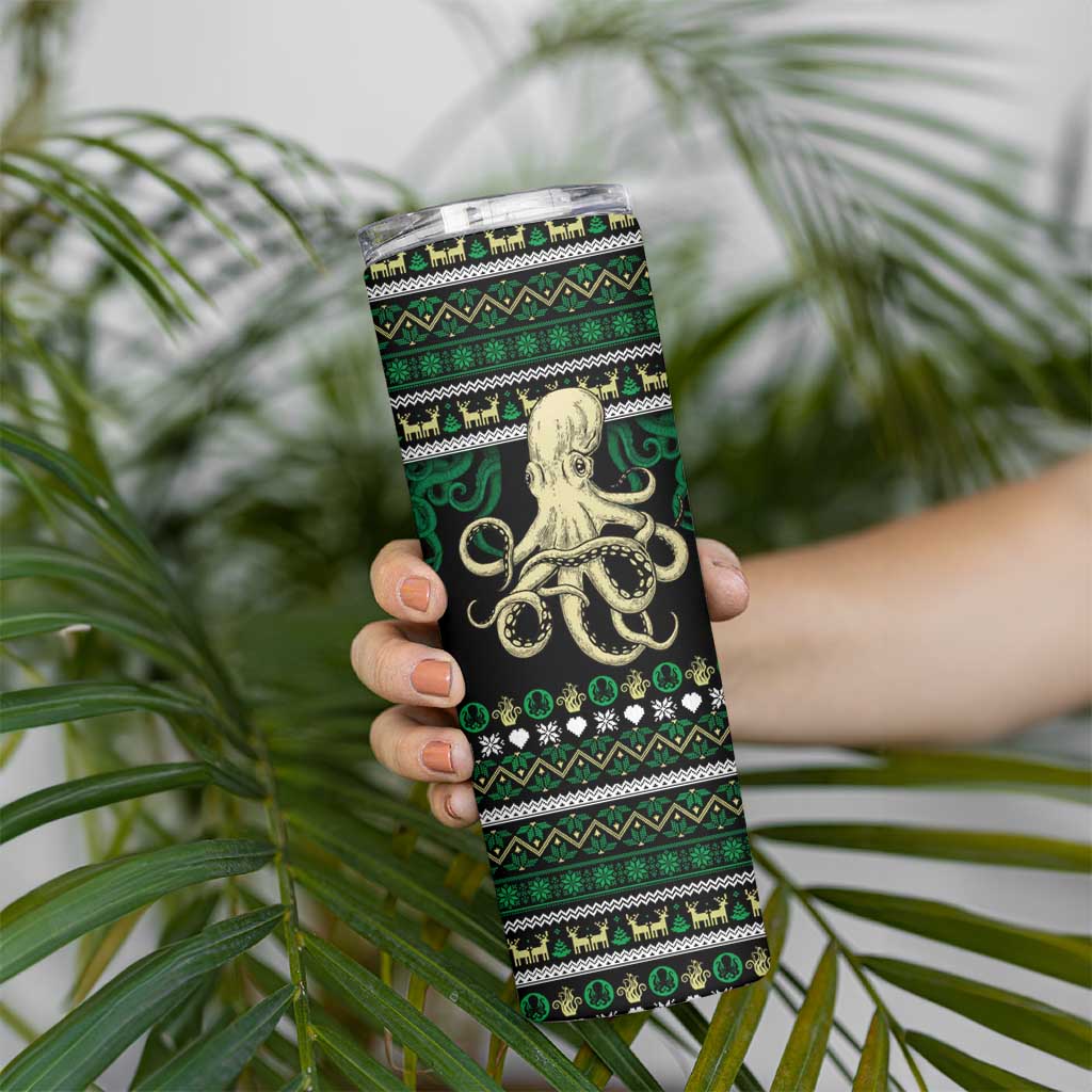 Octopus Cool Christmas Design Skinny Tumbler Xmas Holiday Patterns - Wonder Print Shop