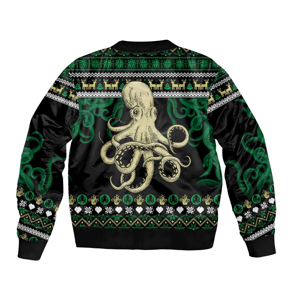 Octopus Cool Christmas Design Sleeve Zip Bomber Jacket Xmas Holiday Patterns - Wonder Print Shop