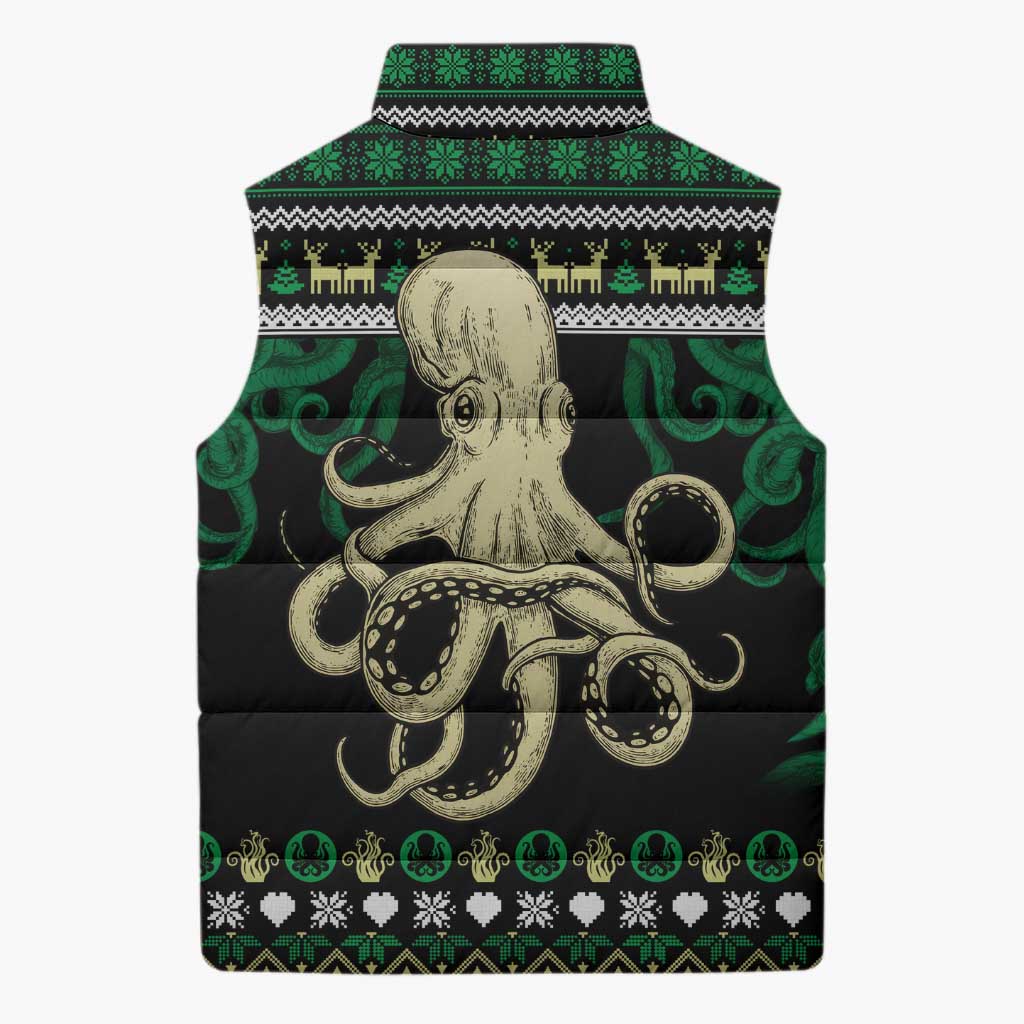 Octopus Cool Christmas Design Sleeveless Puffer Jacket Xmas Holiday Patterns - Wonder Print Shop