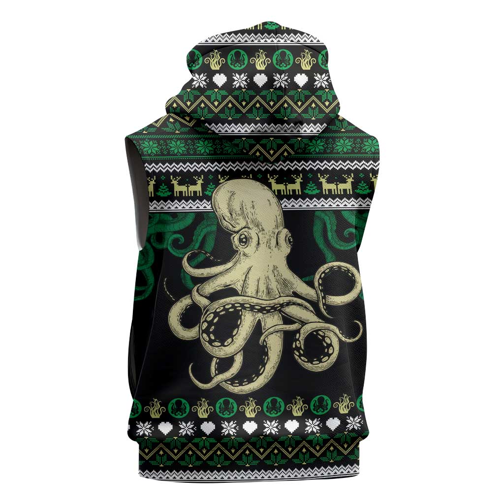 Octopus Cool Christmas Design Sleeveless Zip Hoodie Xmas Holiday Patterns - Wonder Print Shop