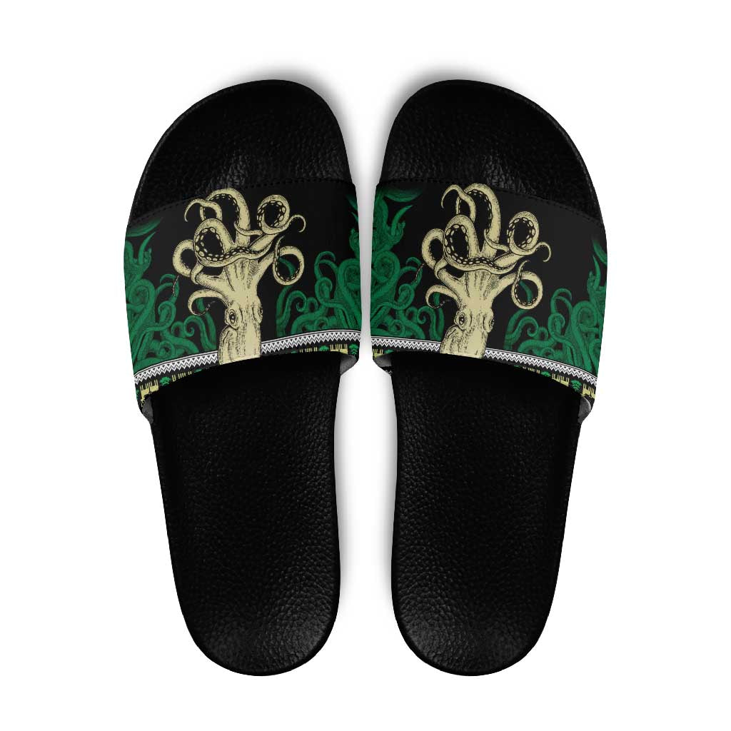 Octopus Cool Christmas Design Slide Sandals Xmas Holiday Patterns - Wonder Print Shop