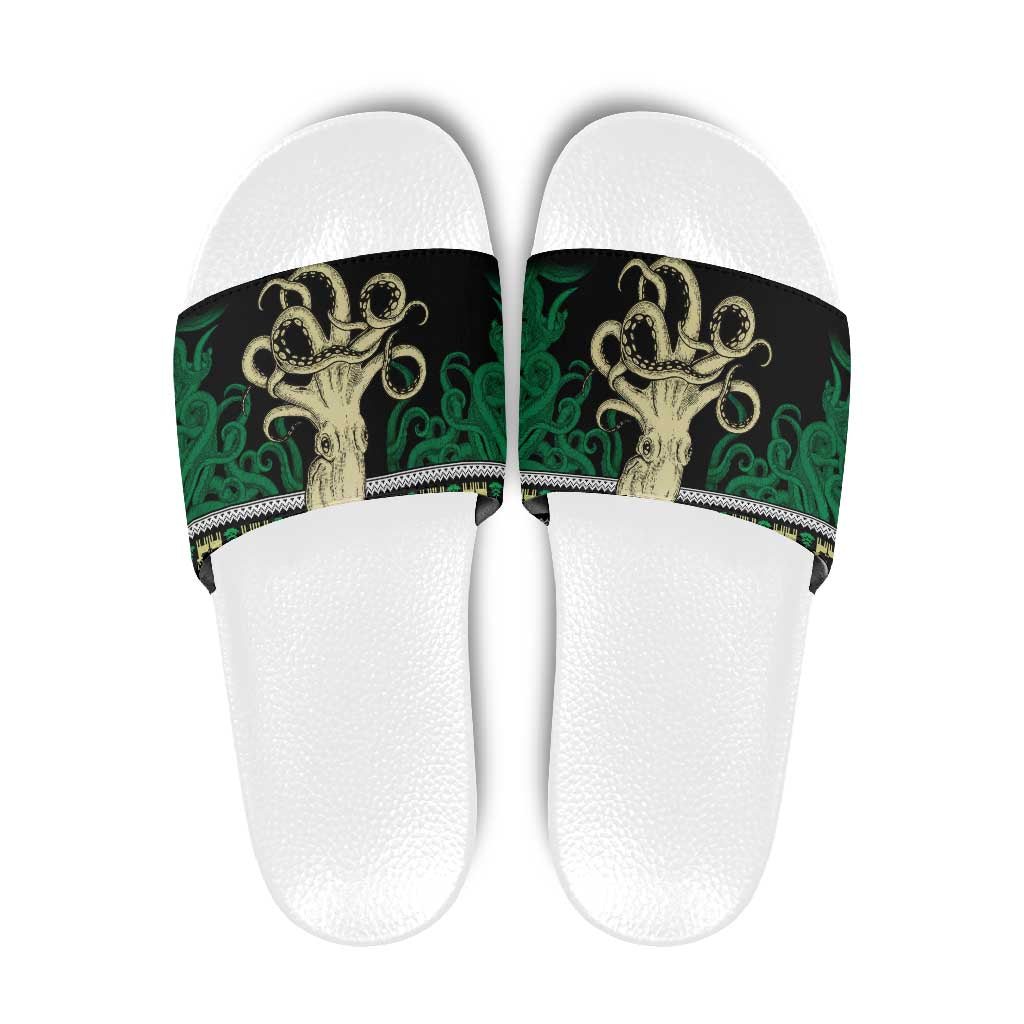 Octopus Cool Christmas Design Slide Sandals Xmas Holiday Patterns - Wonder Print Shop