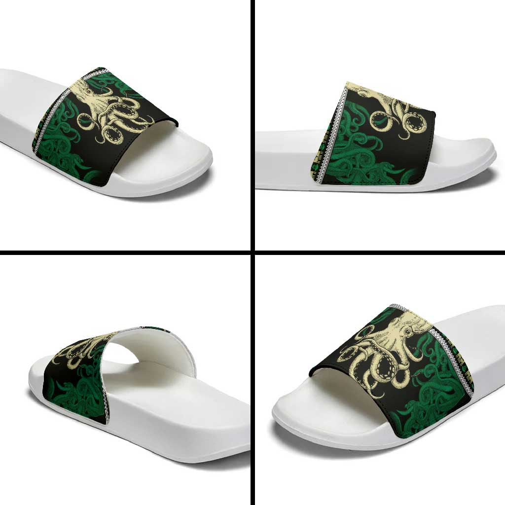 Octopus Cool Christmas Design Slide Sandals Xmas Holiday Patterns - Wonder Print Shop