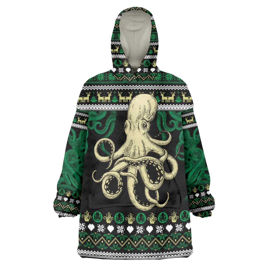 Octopus Cool Christmas Design Wearable Blanket Hoodie Xmas Holiday Patterns - Wonder Print Shop