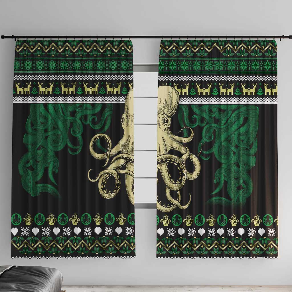 Octopus Cool Christmas Design Window Curtain Xmas Holiday Patterns - Wonder Print Shop