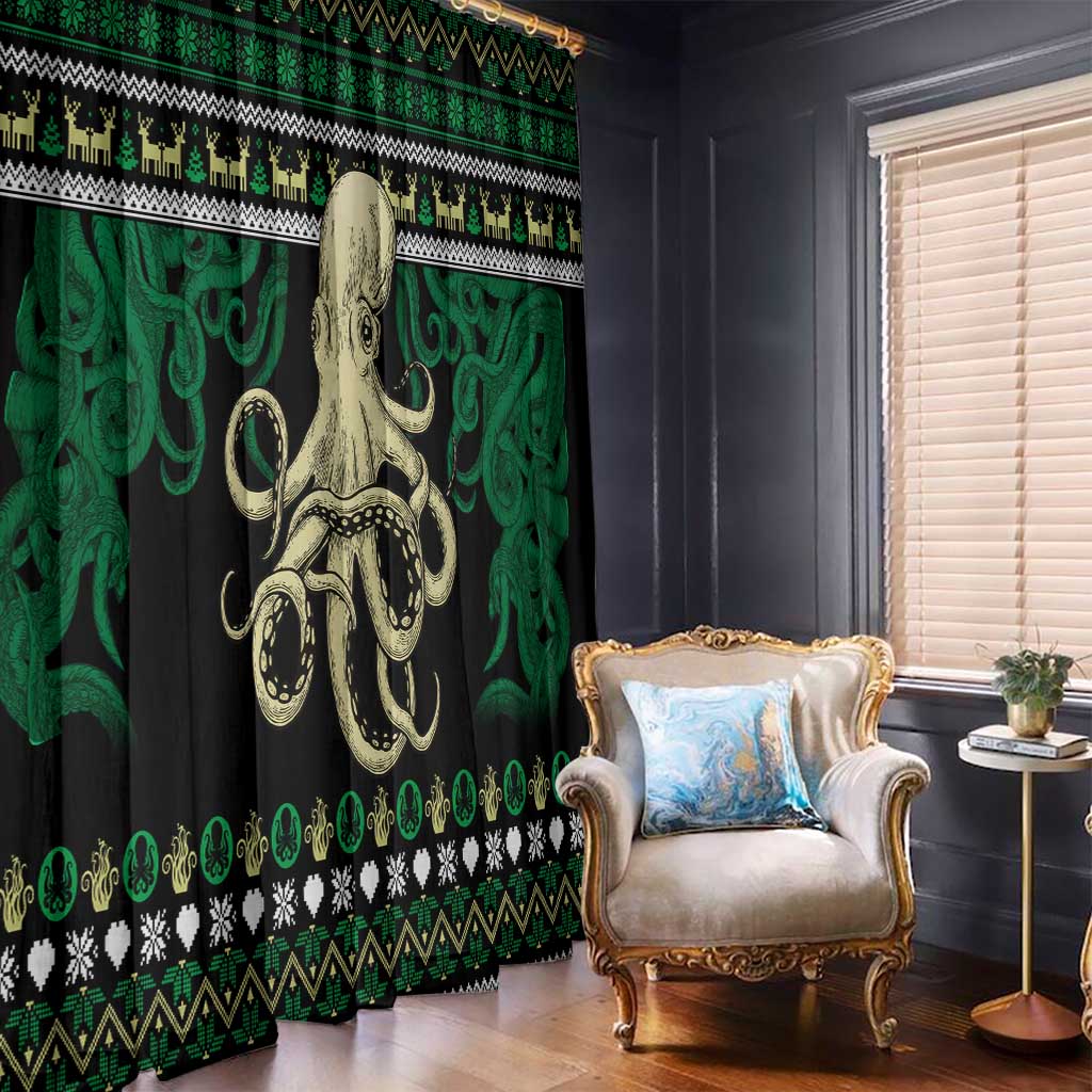 Octopus Cool Christmas Design Window Curtain Xmas Holiday Patterns - Wonder Print Shop