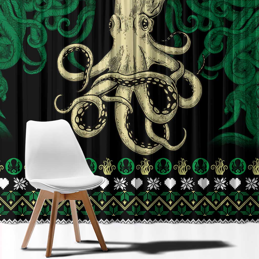 Octopus Cool Christmas Design Window Curtain Xmas Holiday Patterns - Wonder Print Shop