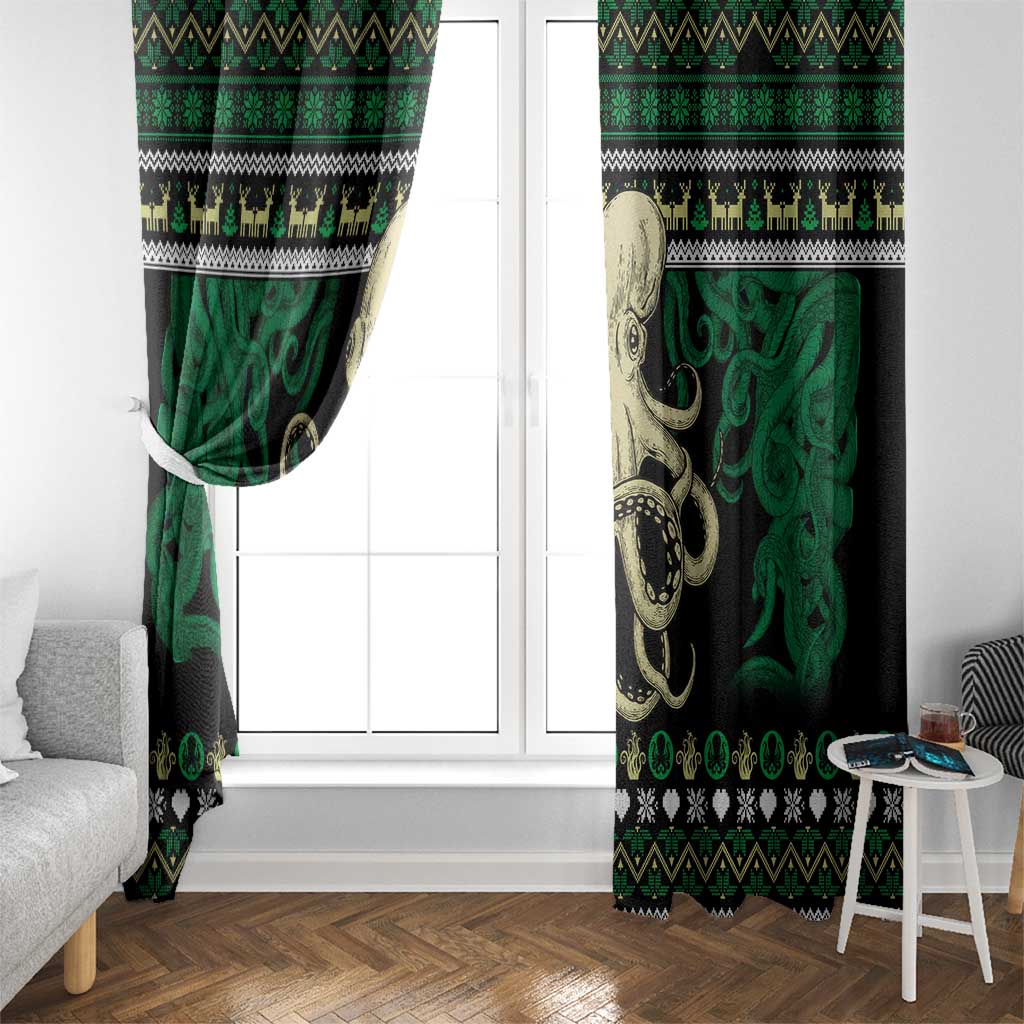 Octopus Cool Christmas Design Window Curtain Xmas Holiday Patterns - Wonder Print Shop