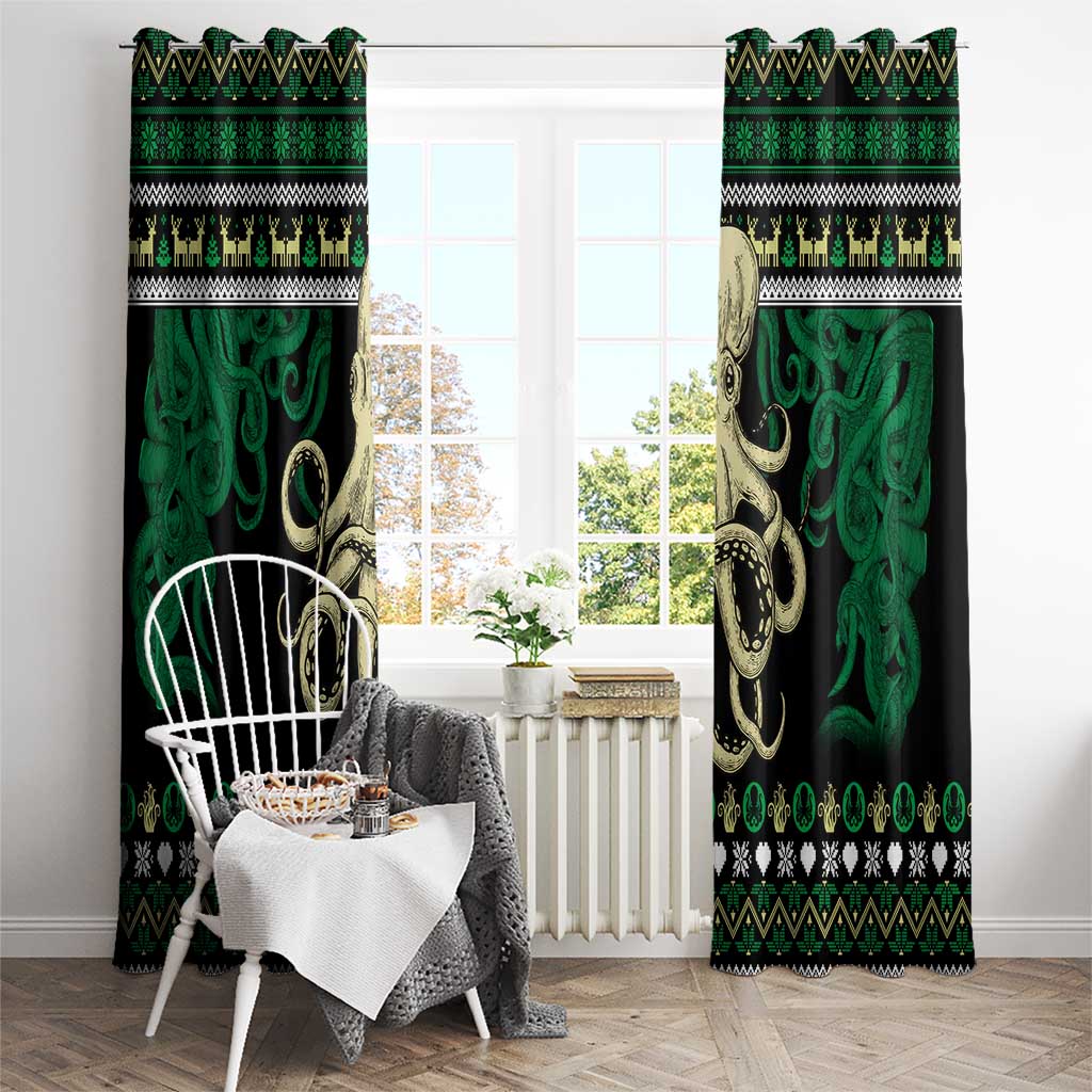 Octopus Cool Christmas Design Window Curtain Xmas Holiday Patterns - Wonder Print Shop
