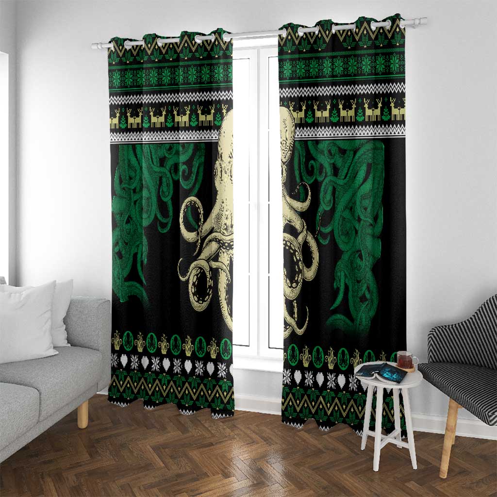 Octopus Cool Christmas Design Window Curtain Xmas Holiday Patterns - Wonder Print Shop
