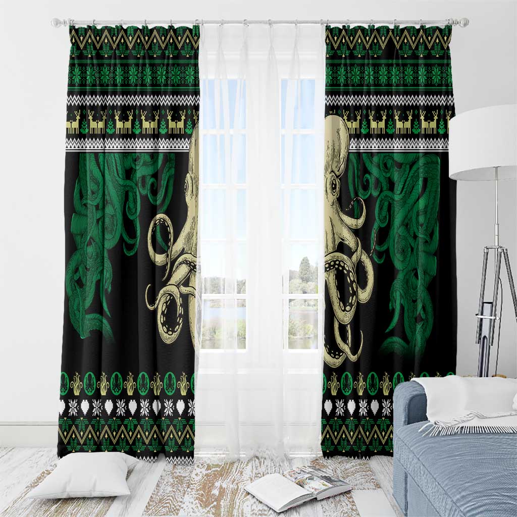 Octopus Cool Christmas Design Window Curtain Xmas Holiday Patterns - Wonder Print Shop