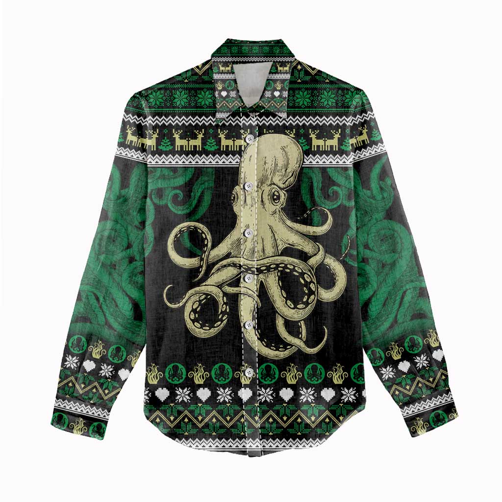 Octopus Cool Christmas Design Women Casual Shirt Xmas Holiday Patterns - Wonder Print Shop