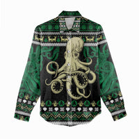 Octopus Cool Christmas Design Women Casual Shirt Xmas Holiday Patterns - Wonder Print Shop