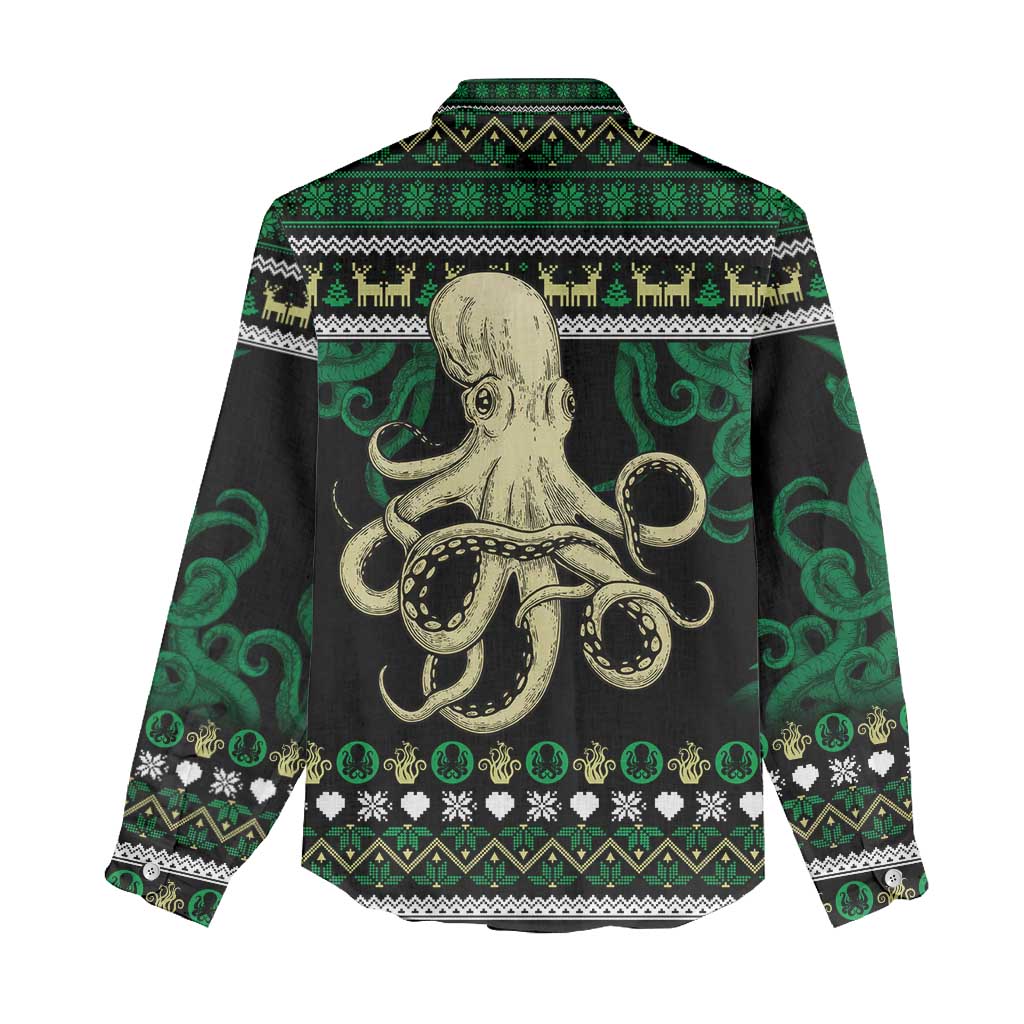 Octopus Cool Christmas Design Women Casual Shirt Xmas Holiday Patterns - Wonder Print Shop