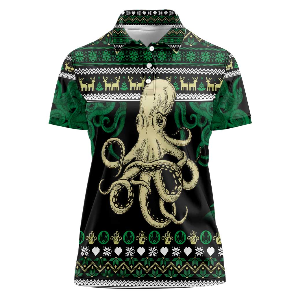 Octopus Cool Christmas Design Women Polo Shirt Xmas Holiday Patterns - Wonder Print Shop