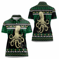 Octopus Cool Christmas Design Women Polo Shirt Xmas Holiday Patterns - Wonder Print Shop