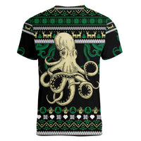 Octopus Cool Christmas Design Women V-Neck T-Shirt Xmas Holiday Patterns - Wonder Print Shop