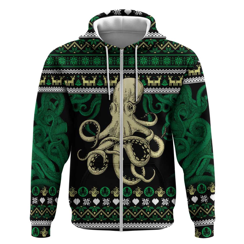 Octopus Cool Christmas Design Zip Hoodie Xmas Holiday Patterns - Wonder Print Shop