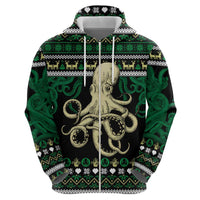 Octopus Cool Christmas Design Zip Hoodie Xmas Holiday Patterns - Wonder Print Shop