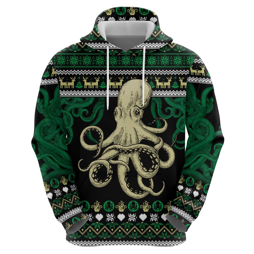 Octopus Cool Christmas Design Zip Hoodie Xmas Holiday Patterns - Wonder Print Shop