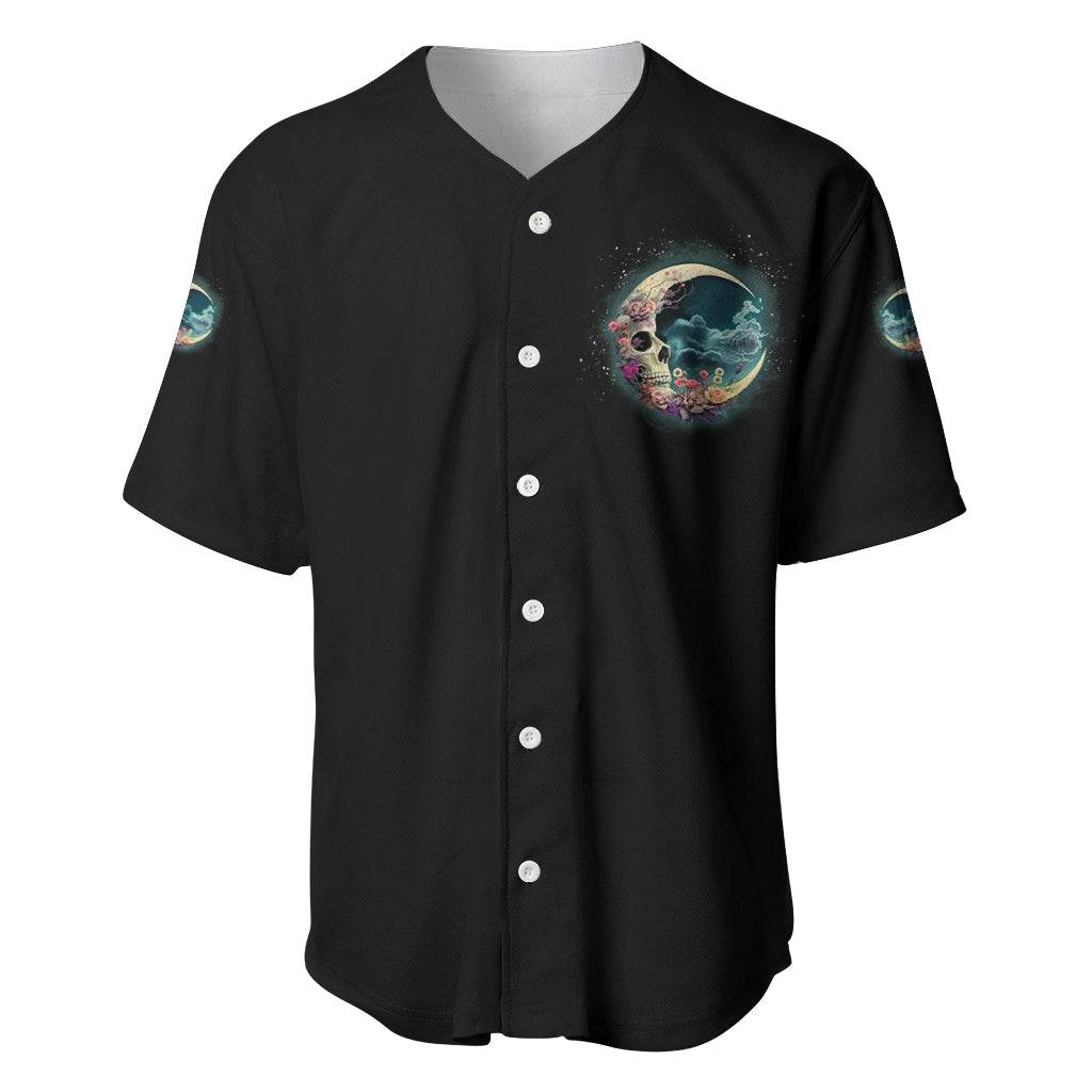 Hello Darkness My Old Friend Crescent Moon Skull Baseball Jersey - Wonder Print Shop