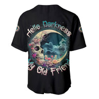 Hello Darkness My Old Friend Crescent Moon Skull Baseball Jersey - Wonder Print Shop
