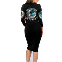 Hello Darkness My Old Friend Crescent Moon Skull Family Matching Long Sleeve Bodycon Dress and Hawaiian Shirt - Wonder Print Shop