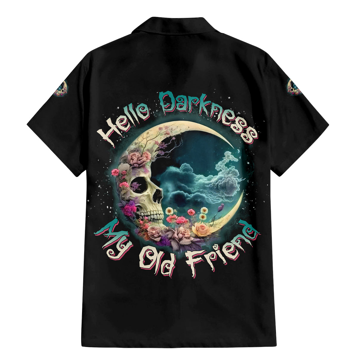 Hello Darkness My Old Friend Crescent Moon Skull Family Matching Mermaid Dress and Hawaiian Shirt - Wonder Print Shop