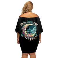 Hello Darkness My Old Friend Crescent Moon Skull Family Matching Off Shoulder Short Dress and Hawaiian Shirt - Wonder Print Shop