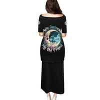 Hello Darkness My Old Friend Crescent Moon Skull Family Matching Puletasi Dress and Hawaiian Shirt - Wonder Print Shop