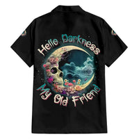 Hello Darkness My Old Friend Crescent Moon Skull Family Matching Short Sleeve Bodycon Dress and Hawaiian Shirt - Wonder Print Shop