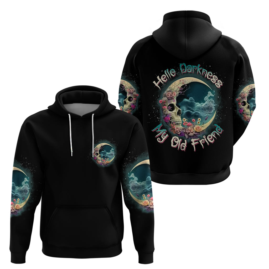 Hello Darkness My Old Friend Crescent Moon Skull Hoodie - Wonder Print Shop