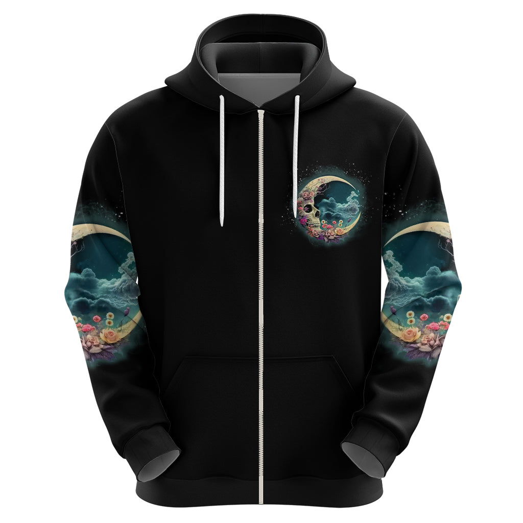 Hello Darkness My Old Friend Crescent Moon Skull Hoodie - Wonder Print Shop