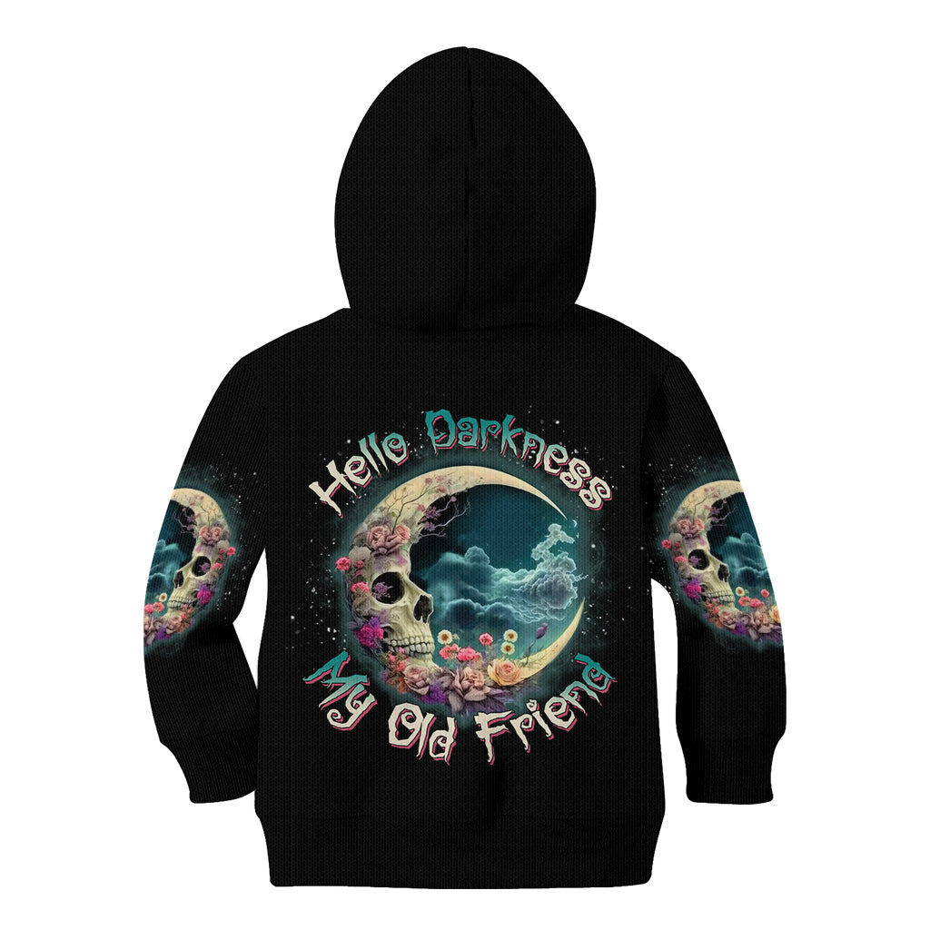 Hello Darkness My Old Friend Crescent Moon Skull Kid Hoodie - Wonder Print Shop