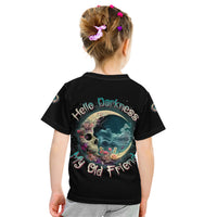 Hello Darkness My Old Friend Crescent Moon Skull Kid T Shirt - Wonder Print Shop