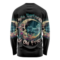 Hello Darkness My Old Friend Crescent Moon Skull Long Sleeve Shirt - Wonder Print Shop