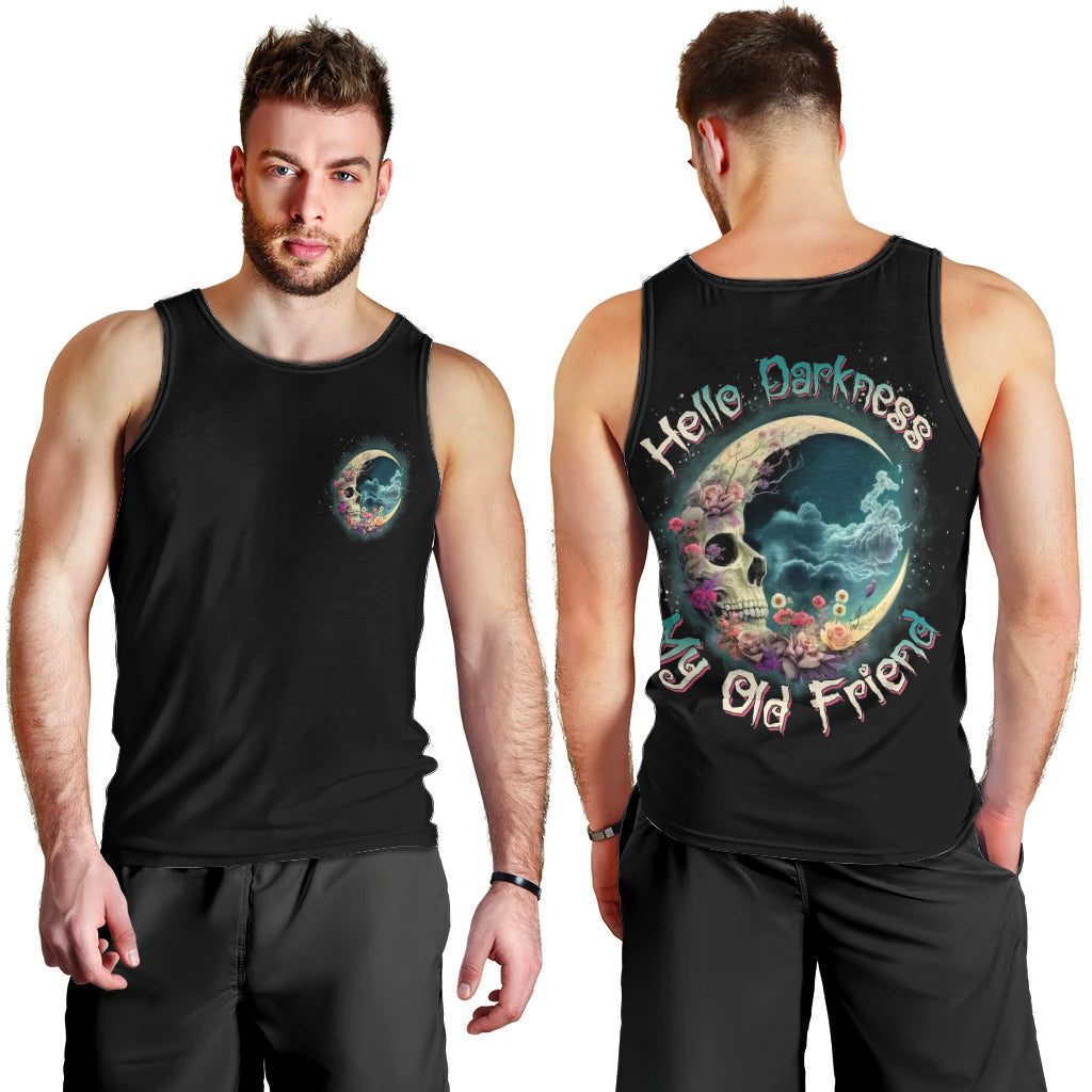 Hello Darkness My Old Friend Crescent Moon Skull Men Tank Top - Wonder Print Shop