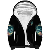 Hello Darkness My Old Friend Crescent Moon Skull Sherpa Hoodie - Wonder Print Shop