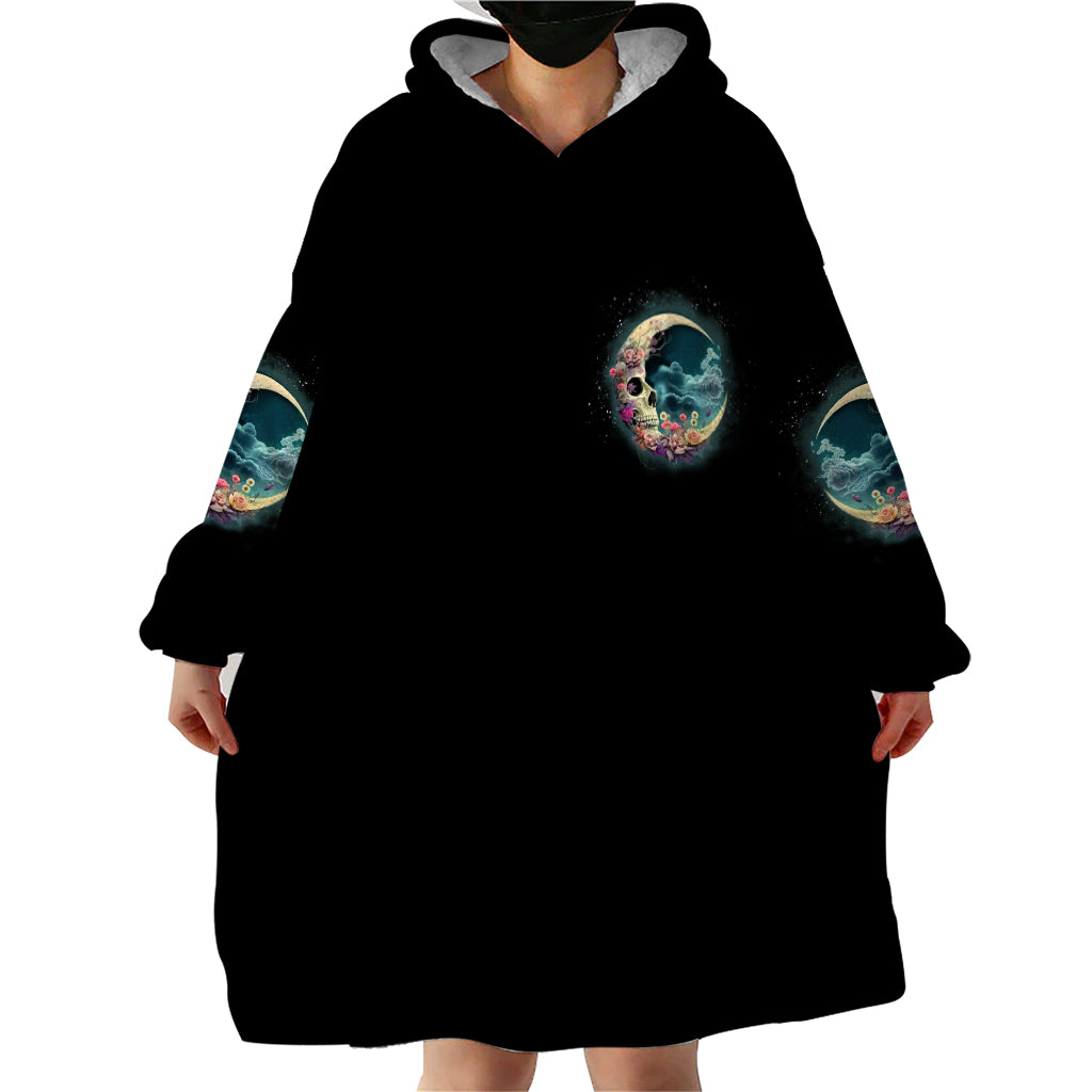 Hello Darkness My Old Friend Crescent Moon Skull Wearable Blanket Hoodie - Wonder Print Shop