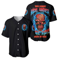 Your Demons Hide Under Your Bed Thunder Skull Baseball Jersey - Wonder Print Shop