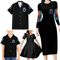 Your Demons Hide Under Your Bed Thunder Skull Family Matching Long Sleeve Bodycon Dress and Hawaiian Shirt - Wonder Print Shop