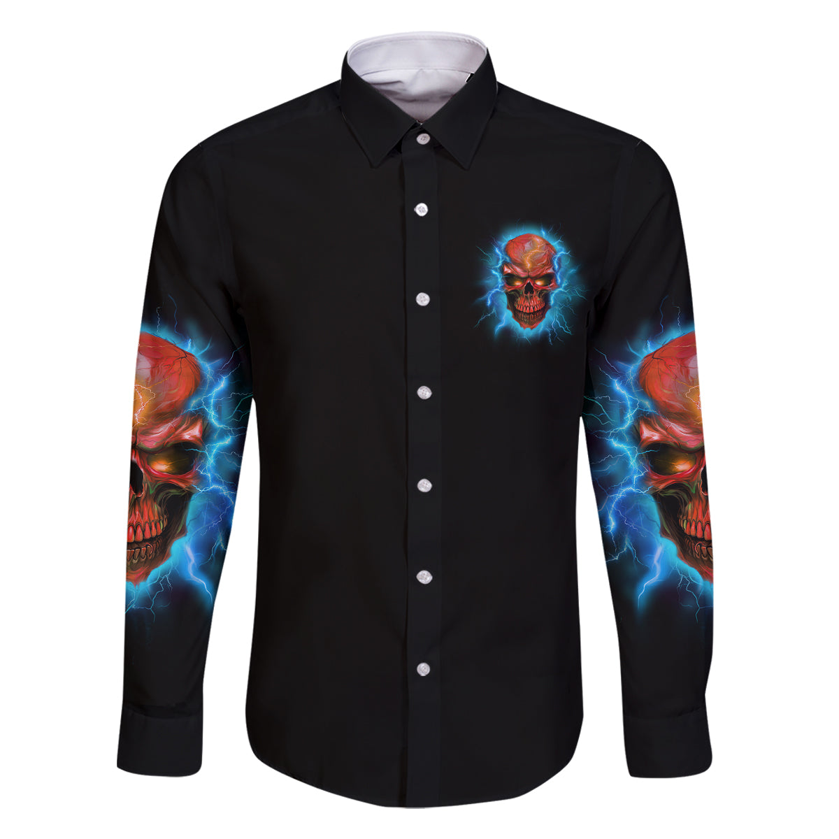 Your Demons Hide Under Your Bed Thunder Skull Family Matching Long Sleeve Bodycon Dress and Hawaiian Shirt - Wonder Print Shop